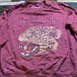 Def Leppard Maroon Graphic Sweatshirt